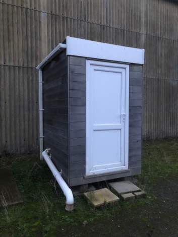 A modular toilet, 1.6m wide, 2.1m long, and Smoking Shelter of similar size, (2) For Sale by TENDER, final bids to be submitted by 9am Thursday 17th. VAT is also payable on the hammer price of this lot.