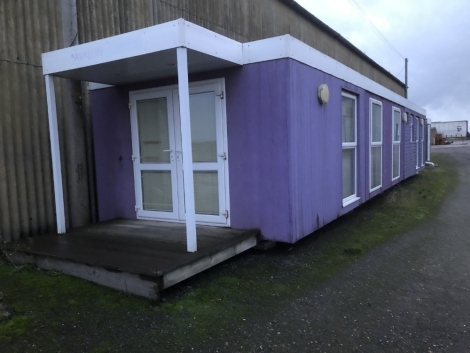 A modular office block, comprising porch, full width reception, corridor leading to small office, kitchen & toilet and further full width office, 3.7m wide, 15m long. For Sale by TENDER, final bids to be submitted by 9am Thursday 17th. VAT is also payable