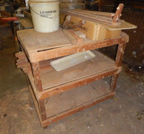 Three tier work bench, and sundry effects.