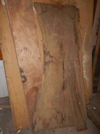 Walnut 'planks' including burr walnut longest 170cm. (3)