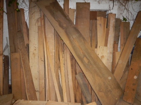 Various timber planks. (back wall)