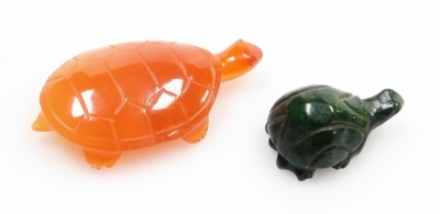 A group of Chinese jade and hardstone items, including figures, two tortoises, and a circular pendant, together with some pieces of Swarovski crystal, (a quantity). - 11