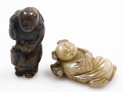 A group of Chinese jade and hardstone items, including figures, two tortoises, and a circular pendant, together with some pieces of Swarovski crystal, (a quantity). - 14