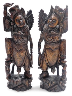 A pair of Balinese hardwood and silver wirework figures of the goddess Zhang Xian, each modelled with a baby in a papoose, 43cm high. - 9