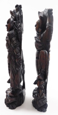 A pair of Balinese hardwood and silver wirework figures of the goddess Zhang Xian, each modelled with a baby in a papoose, 43cm high. - 10