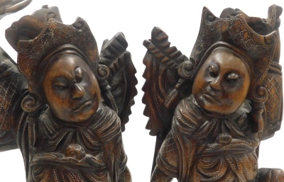 A pair of Balinese hardwood and silver wirework figures of the goddess Zhang Xian, each modelled with a baby in a papoose, 43cm high. - 13