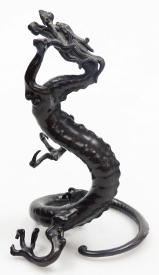 A Japanese bronze figure of a dragon, 18cm high, (AF). - 13