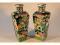 Two similar Chinese famille noire square section tapered vases