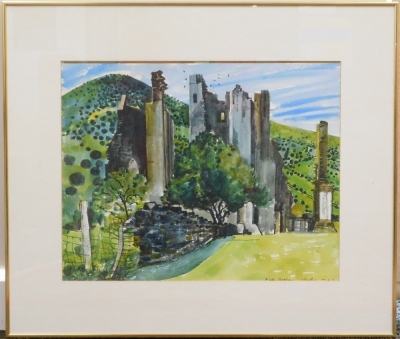 Rigby Graham (1931-2015). Llanthony Abbey, watercolour, 1990, label with Goldmark Gallery and handwritten title verso, invoice, original cost £900, 39cm x 50cm. - 2