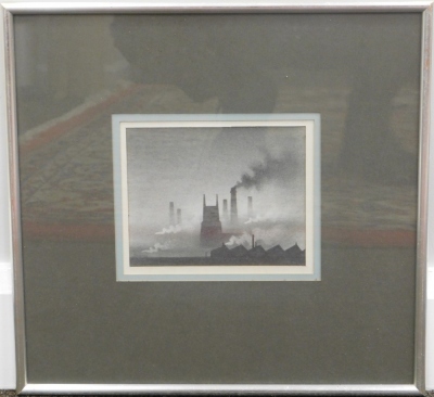 •Trevor Grimshaw (1947-2001). Church and factory landscape, pencil on paper, signed, 14cm x 16cm. - 2