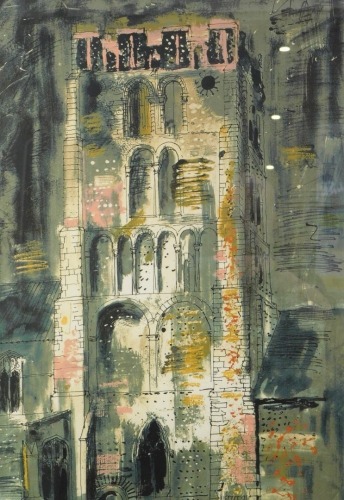 John Piper (1903-1992). South Lopham Church, artist signed limited edition print, 57/70, with certificate verso, watermarked, 93cm x 51cm.