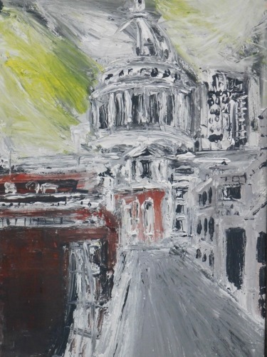 Carlo Zenone (20thC). St. Paul's Cathedral, oil on board, initialled CAZ and dated (20)07, paper label verso, 91cm x 60cm.