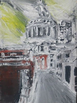 Carlo Zenone (20thC). St. Paul's Cathedral, oil on board, initialled CAZ and dated (20)07, paper label verso, 91cm x 60cm.