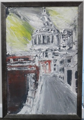 Carlo Zenone (20thC). St. Paul's Cathedral, oil on board, initialled CAZ and dated (20)07, paper label verso, 91cm x 60cm. - 2