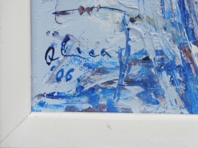 Q. Cica (20thC). Abstract splashes, oil on canvas, signed and dated (20)06, 29cm x 19cm. - 3