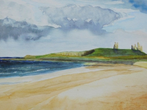 . F. 20thC School. Dunstanburgh Castle, no. 89, watercolour, 20cm x 28cm.