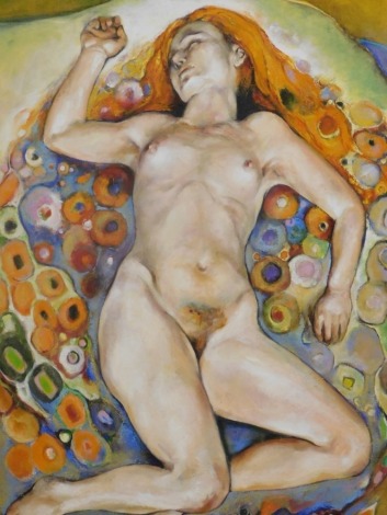 Maria Sion Gropa (1910-1992). Female nude, oil on canvas, signed, 137cm x 89cm.