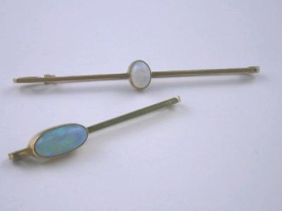 Two opal set Victorian bar brooches