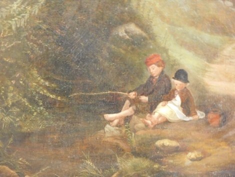 T. G. Hodge (19thC). Young anglers, oil on canvas, signed with indistinct date, 40cm x 49cm.