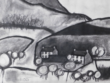 •Dom Carpenter (20thC). Barrow near Bassenthwaite, charcoal, signed, 57cm x 82cm. (frame AF)