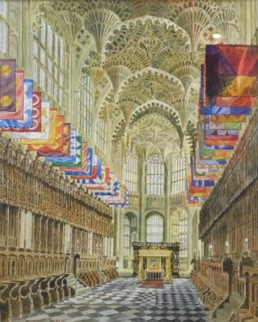 F. W. Kirby (20thC). Westminster Abbey interior, Henry VII, watercolour, signed and titled, 46cm x 37cm.