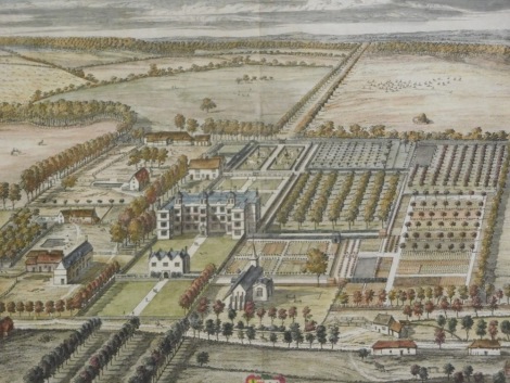 After Kip. Doddington in the County of Lincolnshire, map profile, circa 1720, coloured engraving, 32cm x 47cm.