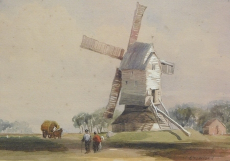 Charles Fothergill (19thC). Mill at Crowland, watercolour, signed, handwritten attribution verso, 17cm x 24cm.