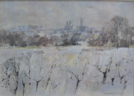 Keith Roper (b.1946). Lincoln from the South West, pastel, signed and dated 1991, 24cm x 33cm.