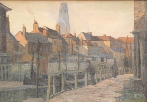 Thomas Flowerday-Clarke (1877-1953). Boston, Lincolnshire, oil on board, signed, attributed with typed biography verso, 34cm x 47cm.