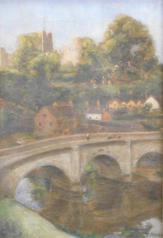 Evelyn Pears (19thC). Richmond Castle, oil on canvas, signed, titled verso, 43cm x 28cm. Evelyn Pears trained at the Lincoln School of Art.