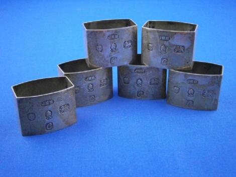 A set of six silver napkin rings