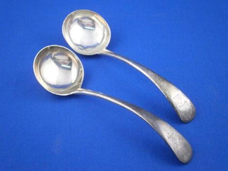 A pair of silver Old English pattern ladles