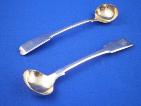 A pair of George III silver salt spoons each with a gilt bowl