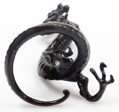 A Japanese bronze figure of a dragon, 18cm high, (AF). - 5