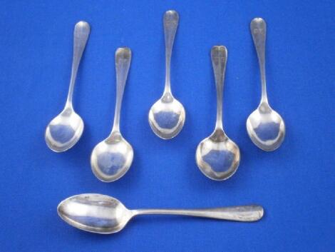 A set of six Old English pattern rat tail tea spoons