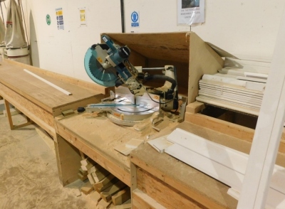 Wooden workbenches to house a saw (saw not included) - 2