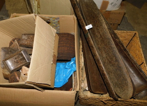 A group of palmwood items, to include soap dishes, trays, various carved hardwood animal figures, woven baskets, etc. (a quantity) Note: VAT is payable on the hammer price of this lot at 20%.