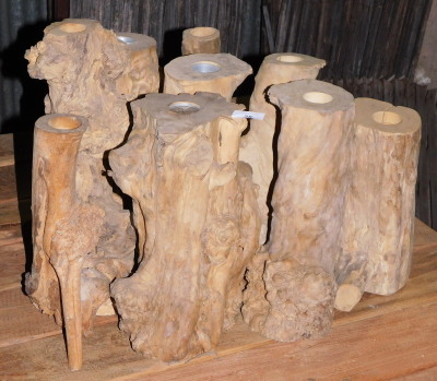 A group of tree root candle holders, various sizes. Note: VAT is payable on the hammer price of this lot at 20%.