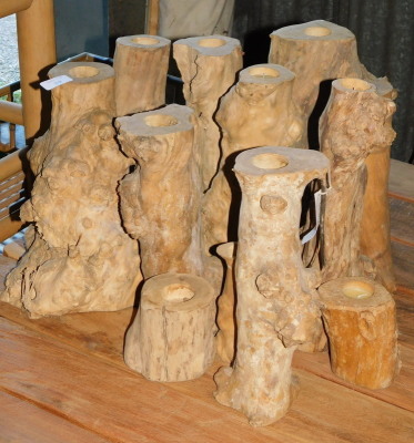 A group of tree root candle holders, various sizes. Note: VAT is payable on the hammer price of this lot at 20%.