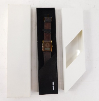 A Tissot digital analogue watch, with 3cm wide sunburst design dial, textured bracelet in outer case and box, with original receipt dated 1977, original cost £66. - 2