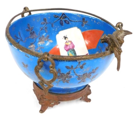 A P Regout Maastricht 1836 bowl, on fixed metal stand.