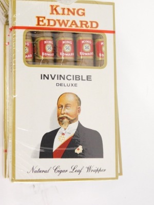 Ten packs of five King Edward Invincible Deluxe cigars, and an open pack of twenty five Saludos cigars. - 2