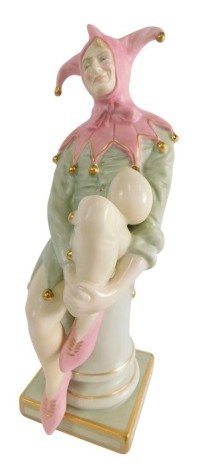 A Royal Doulton matt figure of a Jester, HN3922, 1897 commemorative piece, printed marks beneath, 21cm high.