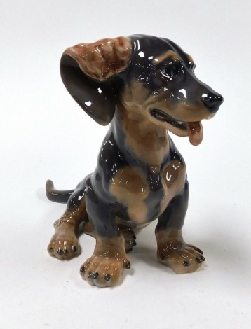 A Royal Copenhagen porcelain figure of a Dachshund, number 078, printed and painted marks.