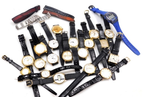 Gentleman's and lady's gold plated cased wristwatches, including Legion, Accurist, Timex and Sekonda, etc. (a quantity)