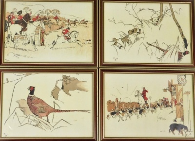 Various pictures, prints, etc., to include after Cecil Aldin, four works, depicting hunting scenes, each 25cm x 34cm, framed, 19cm x 24cm, study of a Rottweiler, indistinctly signed, limited edition print number 194, 30cm x 48cm, etc. - 3