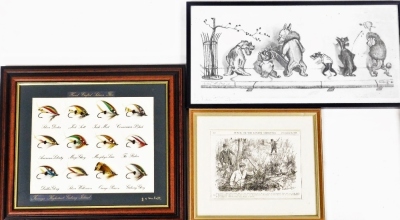 Various pictures, prints, etc., to include after Cecil Aldin, four works, depicting hunting scenes, each 25cm x 34cm, framed, 19cm x 24cm, study of a Rottweiler, indistinctly signed, limited edition print number 194, 30cm x 48cm, etc. - 4