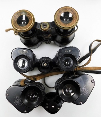 A pair of Ross Stepruva 9x35 binoculars, 12378, pair of Delmar of Paris 8x26 binoculars, and a pair of Dixon and Hempenstall binoculars, all cased. (3) - 2