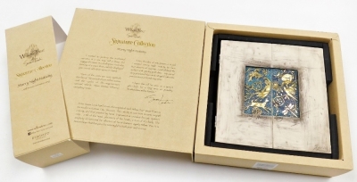 A Willow Tree Signature Collection Starry Night Nativity Scene, designed by Susan Londi, of triptych form, depicting The Virgin Mary, Joseph and the baby Jesus surrounded by animals, and the three wise men, 22cm x 21.5cm, in outer box. - 2