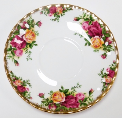 A Royal Albert Old Country Roses porcelain part dinner, tea and coffee service, comprising a vegetable tureen and cover, six dinner and dessert plates, four soup cups and six saucers, teapot, coffee pot, sugar bowl, six coffee cups and saucers, six teacup - 2